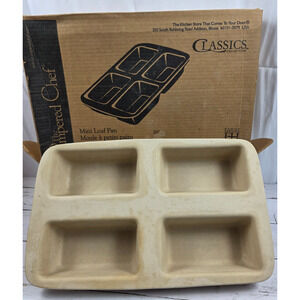 Pampered Chef Family Heritage Stoneware, Classics 4 Mini Loaf Pan w/Orig. Box